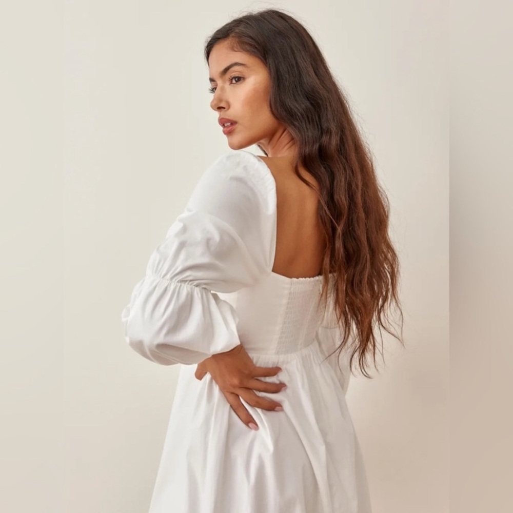 Reformation White Puff Sleeve Dress - Picture 3 of 6